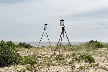 Two air samplers set up at Benacre beach