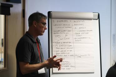 Richard Ostler from Rothamsted Research leads a workshop exploring open science and FAIR data